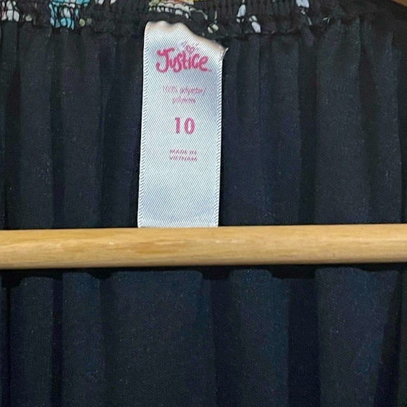 Justice Girls Black Pink Green Floral Chiffon Ruffle 3/4 Sleeve Romper Size 10 - Picture 4 of 4